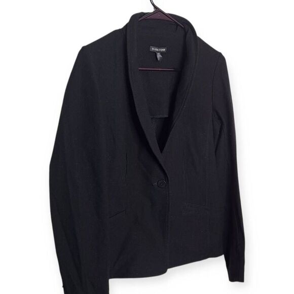 Eileen Fisher Women's Black Wash Stretch Crepe One Button Blazer size XS - Picture 2 of 5